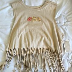 Size L Luna Juniors Boho Fringe Crop Tank Top Still Has Tag Never Been Worn Thank You For Checking Out My Closet! Like It Feel Free To Send Me An Offer Smoke Free Home Casual Fringe Tank Top For Summer, Sleeveless Fringe Top For Beach Season, Casual Beige Crop Top For Festival, Beige Casual Crop Top For Festival, Casual Fringe Tank Top For Vacation, Casual Fringe Tank Top For Spring, Casual Fringe Tops For Beach Season, Casual Fringe Crop Top For Summer, Casual Fringe Crop Top For Spring