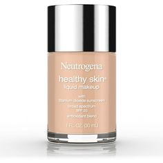 Help keep skin looking young and healthy while enjoying natural coverage with Neutrogena Healthy Skin Liquid Makeup Foundation with Broad Spectrum SPF 20 Sunscreen. This lightweight, non-greasy makeup glides on smoothly and works across all skin tones to help provide flawless, natural coverage. The silky foundation formula contains an exclusive and unique blend of antioxidants including vitamin E, feverfew, and natural soy, which work together to help visibly improve your skin's luminosity, tone Healthy Makeup, Spf Makeup, Long Lasting Foundation, Liquid Makeup, Glow Foundation, Sunscreen Moisturizer, Skin Foundation, Foundation Makeup, Broad Spectrum Sunscreen