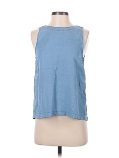 Gap Sleeveless Blouse Size: X-Small Tops - used. 100% LYOCELL | Gap Sleeveless Blouse: Blue Tops - Size X-Small Gap Spring Tank Top, Spring Cotton Tank Top By Gap, Gap Summer Cami Tank Top, Gap Cotton Tank Top For Summer, Blue Denim Vest Top For Summer, Gap Sleeveless Tank Top For Summer, Sleeveless Gap Tank Top For Summer, Casual Sleeveless Denim Vest Top, Casual Gap Camisole Tank Top