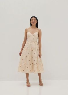 Buy Reece Padded Embroidered Midi Dress @ Love, Bonito | Shop Women's Fashion Online | Love, Bonito INTL Chic Embroidered Dresses For Day Out, Embroidered Cotton Dress For Day Out, Casual Embroidered Midi Dress For Day Out, Chic Cotton Dress With Floral Embroidery, Cotton Midi Dress With Floral Embroidery, Cotton Embroidered Midi Dress For Garden Party, Casual Fitted Dress With Floral Embroidery, Casual Fitted Floral Embroidery Dress, Casual Floral Embroidered Dress For Day Out