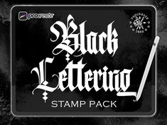 the black lettering stamp pack is shown