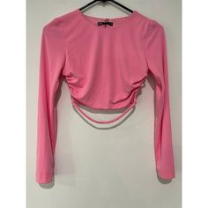 Nwt Zara Long Sleeve Back Cut Out Top Pink Xs A Little Dirty Around Collar From Trying On Spring Party Crop Top In Elastane, Spring Elastane Crop Top For Night Out, Pink Elastane Crop Top, Spring Crew Neck Crop Top For Night Out, Trendy Pink Fitted Crop Top, Spring Party Crop Top With Crew Neck, Casual Elastane Tops For Parties, Fitted Crew Neck Crop Top For Day Out, Zara Long Sleeve Crop Top For Spring