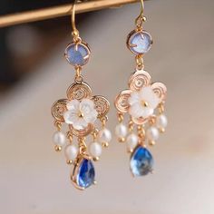 #butterflyearring# - #jewelryblossom##earrings##fairyearrings##weddingearrings##fabricearrings# Cherry Blossom Jewelry, Red Blossoms, Special Occasion Hairstyles, Real Flower Jewelry, Flower Blue, Pink Blossom, Hair Decorations, Lightweight Earrings, Light Weight Earrings