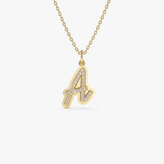 14K Solid Gold Script Font Diamond Initial Necklace, Double Layered 3D Personalized Diamond Necklace, Gold Script Initial Diamond Charm ▶  Details * Made to Order. * Gold KT: 14K Solid Gold (Always) * Custom Gold Color: Rose Gold, Yellow Gold, White Gold * Natural Diamonds * Round Diamond: 26 x 1.00 MM * Total CTW: 0.10 ctw - 0.15 (depending on the letter) * Diamond Color-Clarity: G Color SI * Height of Letter: 12 MM ▶ See more of our Personalized Jewelry here - http://etsy.me/2lRCwze ▶ See our storefront here - http://etsy.me/2lUcVnH  ▶ All store sections here * Diamond Rings - http://etsy.me/2lwKUl8 * Diamond Earrings - http://etsy.me/2lyqVBP * Diamond Necklace - http://etsy.me/2mqa6O1 * Diamond Bracelets - http://etsy.me/2mVrAB5 * Diamond Wedding Rings - https://etsy.me/3YbpVq2 * Gold W Initial Pendant Necklaces For Jewelry Making, Diamond Necklace Gold, 3d Necklace, Sideways Initial Necklace, Script Initial, Diamond Initial Necklace, Rose Gold Charms, Gold Armband, Monogram Jewelry