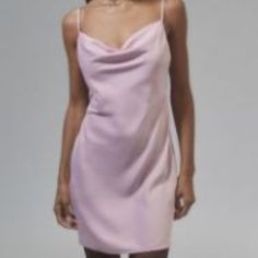 Urban Outfitters Mallory Cowl Neck Mini Slip Dress Satin Spaghetti Pink Size Xs. - This Is More Of A Baby Pastel Pink Than A Bright Bubblegum Pink - Effortless Mini Slip Dress From Uo Cut From A Satin-Finish Fabric. Fitted With Adjustable Spaghetti Straps At The Cowl Neck. Zipper At The Back. Mini-Length. Cowl Neck. Solid. Length Without Straps 30" Pit To Pit 16" Material: 97% Polyester, 3% Spandex Condition: Bnwt Feminine Fitted Camisole Mini Dress, Feminine Cami Dress For Party, Feminine Cami Party Dress, Pink Cami Mini Dress, Casual Satin Slip Dress With Spaghetti Straps, Fitted Cami Slip Dress For Brunch, Spring Cami Mini Dress For Date Night, Spring Satin Cami Dresses, Cami Mini Dress For Date Night In Spring