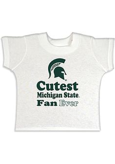 Get your future Spartans fan ready for the tailgate in this Michigan State Spartans Toddler White Short Sleeve Tee. This MSU Tee features a screen printed team graphic. Team graphic, Short sleeve, T-shirt, Crew neck, Super soft cotton material, A perfect addition for any future fan's wardrobe!, Fit: True to Size, 100% Cotton, Machine washable Cotton Short Sleeve T-shirt With Mascot, Fan Apparel T-shirt With Mascot, Mascot T-shirt For Fans, Short Sleeve, Cotton Crew Neck T-shirt With Mascot, White Mascot T-shirt For Game Day, White Mascot T-shirt For Fans, White Sports Fan T-shirt With Mascot, White Mascot T-shirt For Fan Gear, White Mascot T-shirt For Fan Merchandise