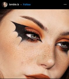 Bat Makeup, Cute Halloween Makeup, Orange Makeup, Halloween Eye Makeup, Halloween Makeup Inspiration, Halloween Eyes, Halloween Makeup Easy, Dope Makeup, Edgy Makeup