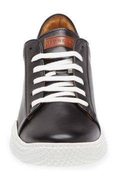 An old-school sneaker silhouette is enhanced with luxe leathers and an exaggerated scallop sole featuring a grippy diamond-grid tread. Lace-up style Cushioned insole Leather upper and lining/rubber sole Made in Spain Luxury Leather High-top Platform Sneakers, Luxury High-top Sneakers With Stitched Sole, Stitched Sole Round Toe Platform Sneakers For Streetwear, Luxury Leather Platform Sneakers For Sneaker Matching, Modern Leather Platform Sneakers With Textured Sole, Sporty High-top Platform Sneakers With Leather Sole, Stitched Sole Lace-up Platform Sneakers For Streetwear, White Sole Platform Sneakers With Stitched Sole, Black Low-top Custom Sneakers With Stitched Sole