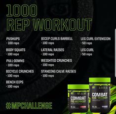 an ad for combat with the text,'100 rep workout'and two bags of muscle