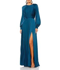 Wedding Guest Dresses | Dresses to Wear to a Wedding | Dillard's High Neck Gown, Summer Bridesmaid Dresses, Raglan Long Sleeve, Prom Designs, Designer Prom Dresses, Evening Dresses Cocktail, Pleated Bodice, Chiffon Gown, Mac Duggal