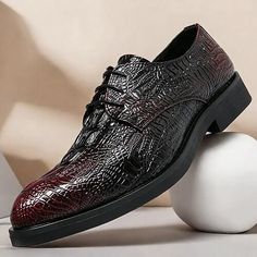 Category:Oxfords; Upper Materials:PU Leather; Lining Materials:PU; Gender:Men's; Toe Shape:Round Toe; Outsole Materials:Rubber; Closure Type:Lace-up; Function:Comfortable,Slip Resistant; Listing Date:08/22/2024; 2024 Trends:Crocodile Pattern Brown Crocodile Pattern Pointed Toe Dress Shoes, Leather Oxfords With Crocodile Pattern And Pointed Toe, Business Faux Leather Shoes With Round Toe, Formal Pointed Toe Oxfords With Crocodile Pattern, Party Oxford Lace-up Shoes, Business Dress Shoes With Crocodile Pattern, Business Lace-up Faux Leather Oxfords, Faux Leather Lace-up Oxfords For Business, Fitted Leather Shoes With Flat Heel For Semi-formal