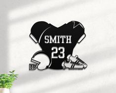 an image of a football helmet with the number 23 on it and other sports related items