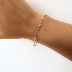 This beautiful silver Stars bracelet has an extender chain as adjusts to fit different wrist sizes. This dainty bracelet looks gorgeous stacked with other bracelets and watch. Simple, delicate and versatile... you'll want in your collection. D E T A I L S *  Available in sterling silver or Crafted in Gold plated 925 sterling silver * Very easy to put on * Adjustable from 16 to19 cm.  * An extender chain means it adjusts to fit different wrist sizes. - we use only the finest quality materials - a Dainty Adjustable Chain Bracelet With Star Charm, Dainty Star-shaped Bracelets For Everyday Wear, Adjustable Star Charm Chain Bracelet, Everyday Star Charm Bracelet, Adjustable Delicate Jewelry With Star Charm, Dainty Sterling Silver Bracelet With Star Charm, Dainty Star Charm Bracelet, Adjustable Dainty Star Jewelry, Adjustable Minimalist Star Jewelry