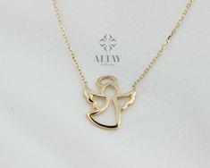 14k Gold Angel Necklace, Cherub Pendant, Guardian Angel, Positivity Symbol, Gold Layering Chain,Good Luck Charm,Dainty Necklace,Gift For Her Angelic Gold Necklaces As Gifts, Angelic Gold Necklaces For Gifts, Angelic Gold Necklace For Gift, Positivity Symbols, Angle Necklace, Gold Initial Pendant, Angel Jewelry, Gold Angel, Angel Necklace