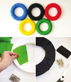 the process to make a paper wreath with scissors