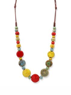 PRICES MAY VARY. Beautiful long boho necklace features a unique combination of ceramic beads in various shapes, sizes and colors Easy to wear with an adjustable sliding brown waxed cord without clasp, just put over the head and you're ready to go Give this stunning piece of bohemian jewelry as a great Valentine's Day, Christmas, birthday, or anniversary gift A nice addition to any jewelry collection that surely makes you stand out from the crowd in style If there is any problem with your purchas Bohemian Jewelry Gift, Summer Beach Jewelry, Bohemian Summer, Necklace Vintage, Ceramic Beads, Vintage Bohemian, Beach Jewelry, Bead Strand, Strand Necklace