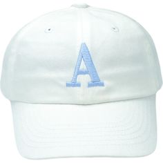 a white baseball cap with the letter a embroidered on it