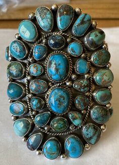 Incredible Will Denetdale Navajo Sterling Bisbee Turquoise Cluster Cuff Bracelet | eBay Taos Art, Vintage Turquoise Jewelry, Navajo Turquoise Jewelry, Turquoise Jewellery, Bisbee Turquoise, Native American Jewelry Navajo, Turquoise Jewelry Native American, Turquoise Accents, American Indian Jewelry