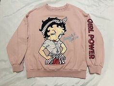 Authentic Betty Boop Sweatshirt Girl Power Spice Sugar Pink Sz Small 2020  | eBay Oversized Long Sleeve Top With Character Print, Oversized Long Sleeve Sweatshirt With Character Print, Oversized Sweatshirt With Character Print And Long Sleeves, Trendy Long Sleeve Cartoon Print Tops, Trendy Long Sleeve Tops With Cartoon Print, Oversized Casual Sweatshirt With Character Print, Trendy Winter Tops With Character Print, Casual Cartoon Print Sweater, Trendy Long Sleeve Tops With Character Print