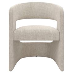 an upholstered chair with a rounded back and armrest, on a white background