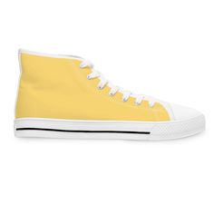 With these women's High Top Sneakers, you can keep your footwear simple! These renowned shoes initially reached the stores in 1957 as the 'Oxford,' and they still have the same style today that they had back then. These canvas trainers include an yellow canvas top for comfort and flexibility, as well as the striped midsole for a distinctive style. Other features include: .: Breathable polyester canvas.: Hi-poly deodorant memory foam insoles.: EVA shock-absorbing layer.: Durable rubber outsole Si Yellow Casual Sneakers With Rubber Toe Cap, Casual Yellow Sneakers With Rubber Toe Cap, Sporty Yellow Sneakers, Classic High-top Canvas Shoes With Gum Sole, Yellow High-top Sneakers With Rubber Toe Cap, Retro Yellow Sneakers With Vulcanized Sole, Retro Mid-top Canvas Shoes With Rubber Sole, Yellow Low-top Sneakers With Rubber Toe Cap, Vintage Yellow High-top Sneakers