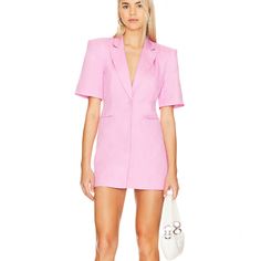 Linzie Mini Dress In Bubble Gum Pink L’academie Worn Once In Brand New Condition Fitted Blazer Dress For Semi-formal Summer Events, Pink Semi-formal Summer Dress, Semi-formal Short Sleeve Mini Dress For Spring, Pink Fitted Blazer Dress For Summer, Fitted Pink Blazer Dress For Summer, Spring Pink Fitted Blazer Dress, Pink Fitted Blazer Dress For Spring, Fitted Pink Blazer Dress For Spring, Formal Pink Mini Dress With Short Sleeves