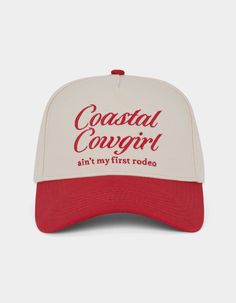 Coastal Cowgirl Snapback Hat. 5-Panel Structured Hat. Embroidery On Front. Contrast Curved Visor. Adjustable Snapback. 100% Cotton. Imported. Cowboy Hat Trucker Hat, Bike Rollers, Clear Backpacks, Chino Pants Women, Graphic Trends, Backpack Lunch Bag, Coastal Cowgirl, Hat Embroidery, Boys Backpacks