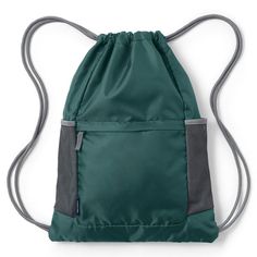 Lands' End did their homework when it comes to this Kids Lands' End Packable Drawstring Bag. Lands' End did their homework when it comes to this Kids Lands' End Packable Drawstring Bag. Drawstring 3 exterior pockets Dimensions: 18”H x 14”W x 5”D Same lightweight yet tough fabric as our backpacks Cord opens and closes in a cinch, plus just-right length to wear as shoulder straps Zippered front pocket allows cinch sack to pack into itself Rugged mesh water bottle pocketsFABRIC & CARE Polyester Back To School Nylon Bags With Pockets, Packable Nylon School Bag, Back To School Nylon Outdoor Bag, Sporty Backpack With Pockets For Outdoor Activities, Functional Nylon Bags For Back To School, Casual Nylon Gym Bag Backpack, Casual Nylon Gym Backpack, Packable Standard School Backpack, Waterproof Sporty Bag For Back To School