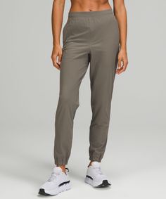 Warm up, train hard, cool down. These joggers are designed to keep up with you. Too hot No sweat, zips at the cuff let you de-layer fast. Designed for Run. Classic fit is an easy fit that floats away from your body. Secure zippered pockets to store your phone and cards. Continuous drawcord is easy to cinch and won't get lost in the wash. Zippers at the cuff make them easy to get on and off quickly. 'Wash with like colours', 'Machine wash cold', 'Do not bleach', 'Tumble dry low', 'Do not iron', ' Joggers Lululemon, Women's Joggers, Tennis Shop, Michelle Yeoh, Joggers Womens, Train Hard, Personal Shopping, Keep Up, Beautiful Fashion