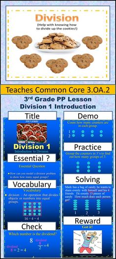 Third Grade Division 1 teaches the basics of division, how to read it and how to use counters to divide. #thirdgradedivision #thirdgradeintroductiontodivision #waystodivide Third Grade Division, Introduction To Division, 3rd Grade Division, Science Board, Mathematics Games, Stem Resources, 12th Maths, Direct Instruction