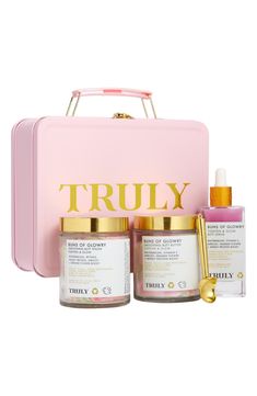 What it is: A set of three iconic products from Truly Beauty's Buns of Glowry line, complete with a lunchbox-inspired tin and golden scoop.Set includes:- Full-size Buns of Glowry Tighten & Glow Butt Polish (2 oz.): a luxurious butt polish that gives your tush an extra-nourishing push- Full-size Buns of Glowry Tighten & Glow Butt Butter (2 oz.): a smoothing butt butter that gives your tush an extra-moisturizing touch- Full-size Buns of Glowry Tighten & Glow Butt Serum (3.1 oz.): an ultra-hydratin Truly Beauty, Vegan Clean, Cute Avocado, Hydrating Serum, Beauty Packaging, Orange Flowers, Retinol, Buns, Paraben Free Products