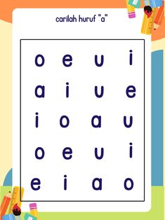 the words in spanish are arranged on a white sheet with blue and orange shapes around it