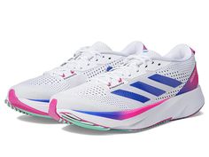 adidas Running Adizero Sl - Men's Shoes : White/Lucid Blue/Lucid Fuchsia : Exclusively designed for runners, the adidas Adizero Sl Sneakers perfectly complement your athletic style while delivering maximum comfort, lightweight performance, enhanced flexibility, and support. Engineered mesh textile and synthetic upper. Breathable textile lining. Comfort cushioned insole. Lace-up construction for a snug fit. Round toe design. Lightstrike Pro foam EVA midsole is lightweight and offers enhanced cush Adidas Athleisure Running Shoes For Workout, Adidas Running Shoes For Workout Athleisure, Adidas Running Shoes For Workout In Athleisure Style, Adidas Functional Running Shoes For Workout, Functional Adidas Running Shoes For Workout, Adidas Functional Workout Running Shoes, Adidas Synthetic Running Shoes For Workout, Adidas Workout Running Shoes With Synthetic Material, Athleisure Running Shoes With Branded Insole For Marathon