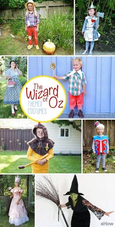 the wizard of oz costume collection is featured in this collage with images of children dressed up as witches