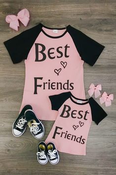 Mommy & Me - SHORT SLEEVE - Blush Pink "Best Friends" Shirts Best Friends Shirts, Friends Shirts, Best Friend T Shirts, Mother Daughter Matching Outfits, Mother Daughter Outfits, Silicone Baby Dolls, Mommy Shirts