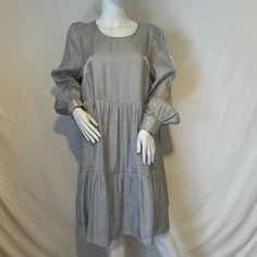 A New Day Silver Tiered Party Dress Size Large Nwot Silver Long Sleeve Spring Dress, Silver Long Sleeve Dresses For Spring, Chic Silver Midi Dress For Spring, Large Size Dresses, A New Day, Day Dresses, New Day, Party Dress, Womens Dresses