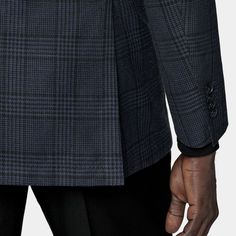 A tailored pick with a pronounced glen check pattern, this handsome navy blazer features a slightly widened notch lapel and natural unpadded shoulder. Plaid Blazer With Notch Lapel And Concealed Placket, Business Plaid Blazer With Concealed Placket, Plaid Blazer With Concealed Placket For Business, Tailored Houndstooth Sport Coat For Business, Tailored Semi-formal Blazer With Houndstooth Pattern, Tailored Semi-formal Houndstooth Blazer, Tailored Houndstooth Blazer For Semi-formal Occasions, Fitted Plaid Sport Coat With Concealed Placket, Formal Blazer With Houndstooth Pattern And Lapel Collar