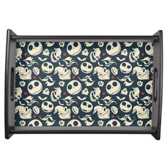 a tray with skulls and hearts on it