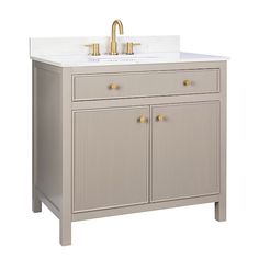 allen + roth Sandbanks 36-in Greige Undermount Single Sink Bathroom Vanity with White Engineered Stone Top Greige Bathroom Vanity, Greige Bathroom, Contemporary White Bathrooms, Charcoal Bathroom, Taupe Bathroom, 30 Inch Vanity, 36 Inch Vanity, 36 Inch Bathroom Vanity, Bathroom Cabinets Designs