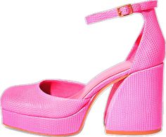 Heels Platform Pumps, Pink Square, Strappy Shoes, Shoes Classic, Heels Platform, Platform Block Heels, Ankle Strap Shoes, Platform Heels Chunky, Pink Heels