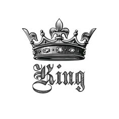 the word king with a crown on it