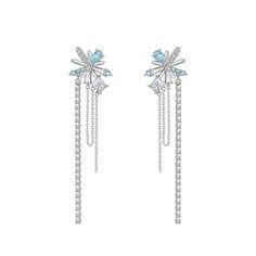 Snowflake Tassel Earrings 925 Silver Jewelry Product Features: Snowflake Earrings, Snowflake is the messenger of winter, and represent the Christmas will coming-this is a festival full of love. We celebrate winter in style with these spectacular hand-finished snowflake dangle earrings. Showcasing an ethereal, finely crafted snowflake motif dangles with sparkling accent, they are dainty and perfect to pair with your winter wonderland look Product Information: Material: Sterling silver Inlay mater Elegant Winter Earrings For Party, Elegant Winter Earrings For Pierced Ears, Elegant Winter Earrings, Snowflake Earrings, The Messenger, Full Of Love, 925 Silver Jewelry, Austrian Crystal, Tassel Earrings