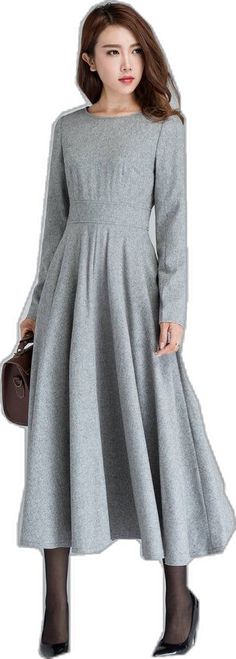 Dress Autumn, Dress Woman, Woman Dress, Winter Dress, Wool Dress, Dress Vintage, Winter Dresses, Vintage Dress, Gray Dress