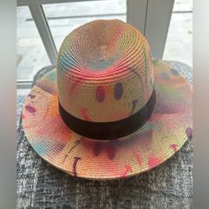 Hat Nwot Custom Design Multicolor Smile In Neon Rainbow Design. Black Ribbon Goes With Everything. Happy Hat And Gives An Outfit Or Swimwear That Extra Pop. Look Stylish And Stand Out! Great For Day And Night! Have Some Fun With This Hat! Casual Colorful Bucket Hat, Trendy Yellow Sun Hat For Vacation, Spring Multicolor Sun Hat With Flat Brim, Multicolor Flat Brim Summer Hat, Colorful Casual Sun Hat For Summer, Trendy Yellow Sun Hat For Spring, Trendy Multicolor Straw Hat For Spring, Casual Multicolor Sun Hat For Spring, Casual Multicolor Hat With Short Brim