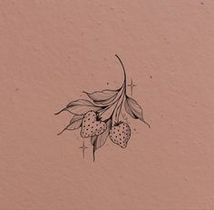 a drawing of strawberries on a pink background