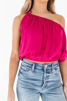 Hand It Over Top - Fuschia Final Sale, One Shoulder, Hand Wash, How To Wear