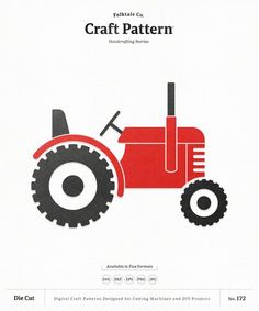 an image of a red tractor on white paper