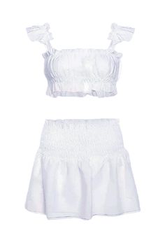 Embrace the latest fashion trend with Mabel Love Co's elegant white two-piece set, featuring a sleeveless crop top and a pleated high-waist mini skirt. This trendy summer outfit is perfect for beach parties, clubbing, and casual outings. The crop top offers a stylish and comfortable fit, while the pleated skirt adds a touch of playful elegance. Made from high-quality materials, this set ensures durability and comfort, making it a versatile addition to your summer wardrobe. Whether you're hitting Pleated Skirt Set, White Two Piece, Beach Parties, Stylish Women Fashion, Feeling Confident, Trendy Summer Outfits, Denim Maxi Skirt, White Crop, Sleeveless Crop Top