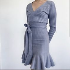 New With Tags Knitted Sweater Dress, Knit Sweater Dress, Book Decor, Knitted Sweater, Flare Skirt, Blue Gray, Knitted Sweaters, Dresser, Sweater Dress