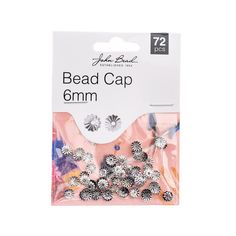 the bead cap pack is packed with silver and white flowers, which are also available in